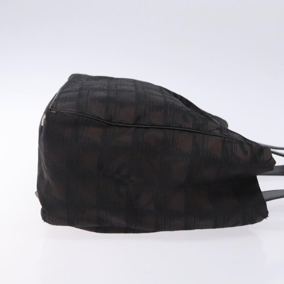 CHANEL New Travel Line Tote Bag Nylon Dark Brown Black CC Auth - Picture 4 of 16